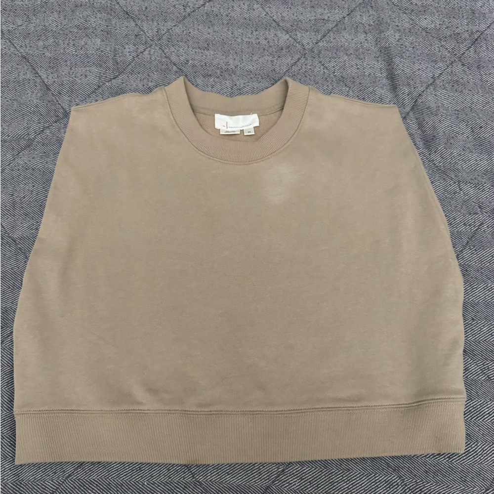 Anthropologie Taupe Crewneck Top